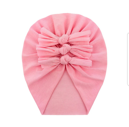 Trio Ruffle Bow Turban / Caps