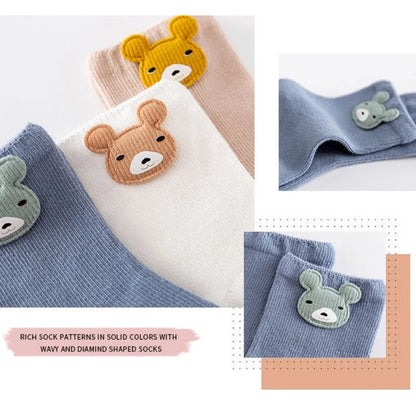 Cartoon Animal Baby Socks: 3 Pairs Set