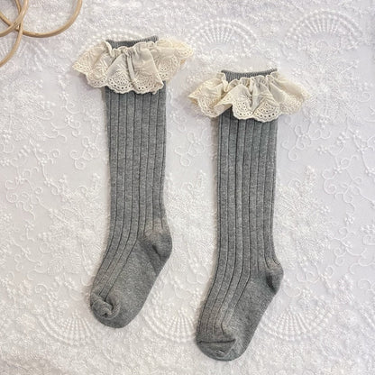 Lace Frilly Flower Cute Long Socks For Girls