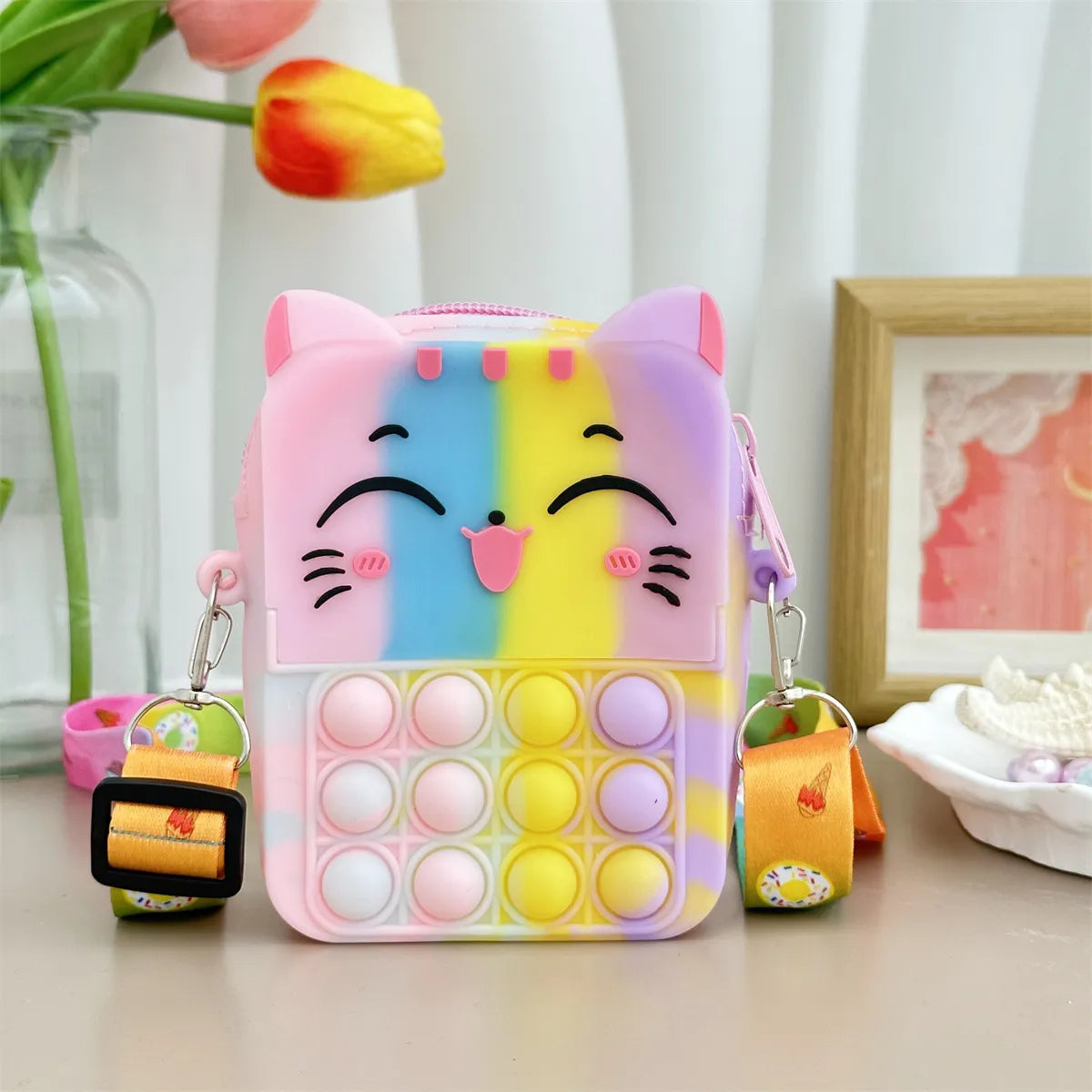 Girls Cute Cat Messenger Bag: Stylish & Educational