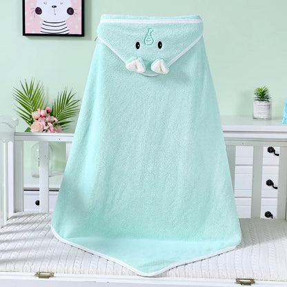 Cute Cartoon Hooded Bath Towel - Cozy Coral Velvet Fleece for Kids