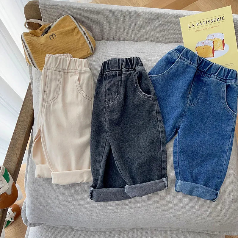 Baby Solid Jeans - Casual, Soft Denim Pants for Boys and Girls