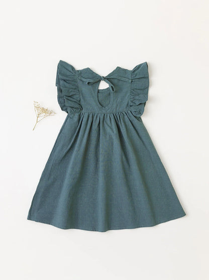 Baby Girls' Tie-back Overall Dress: Cotton Summer Casual Wear