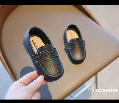 Boys' Leather School Loafers: Simple Slip-On Classic Formal Shoes