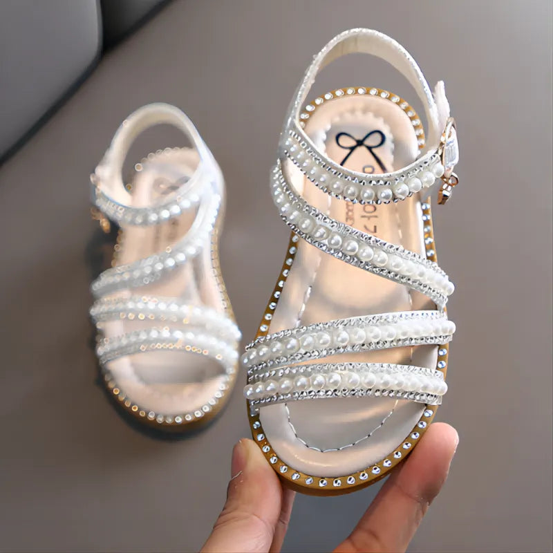 Bling Rhinestone Princess Sandals: Fashionable Summer Shoes for Little
