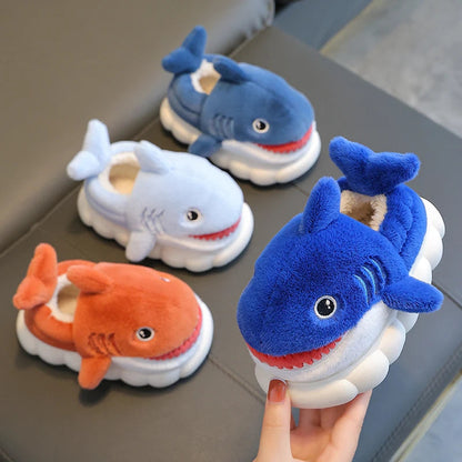 Cartoon Shark Cotton Slippers - Warm and Non-slip for Kids (Winter Edition)