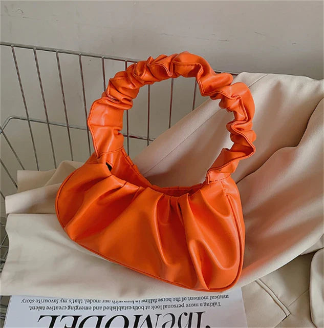 Trendy Leather Mini Cloud Shoulder Bag.