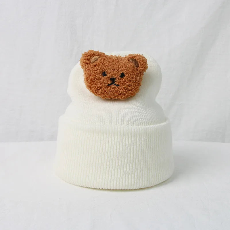 Cartoon Bear Knitted Baby Hat - Winter Warmth for Toddler Kids