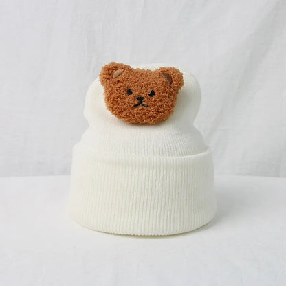 Cartoon Bear Knitted Baby Hat - Winter Warmth for Toddler Kids