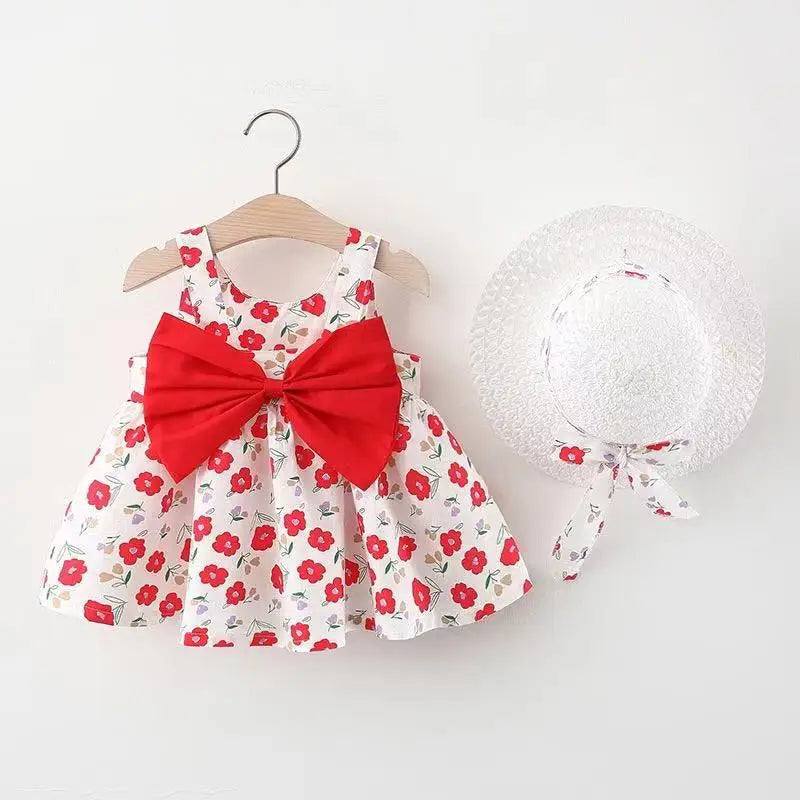 Sweet Summer Bow Floral Dress Set for Girls (3months-3 years)