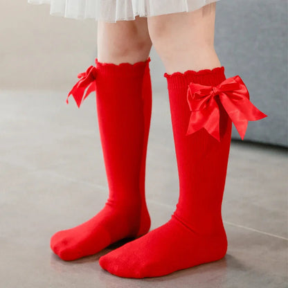 Kids Knee High Socks with Big Bow (Newborn-7 Years)