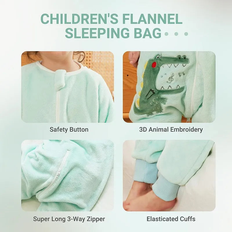 Cartoon Flannel Baby Sleeping Bag: Warm Winter Sleepsack (1-6T)