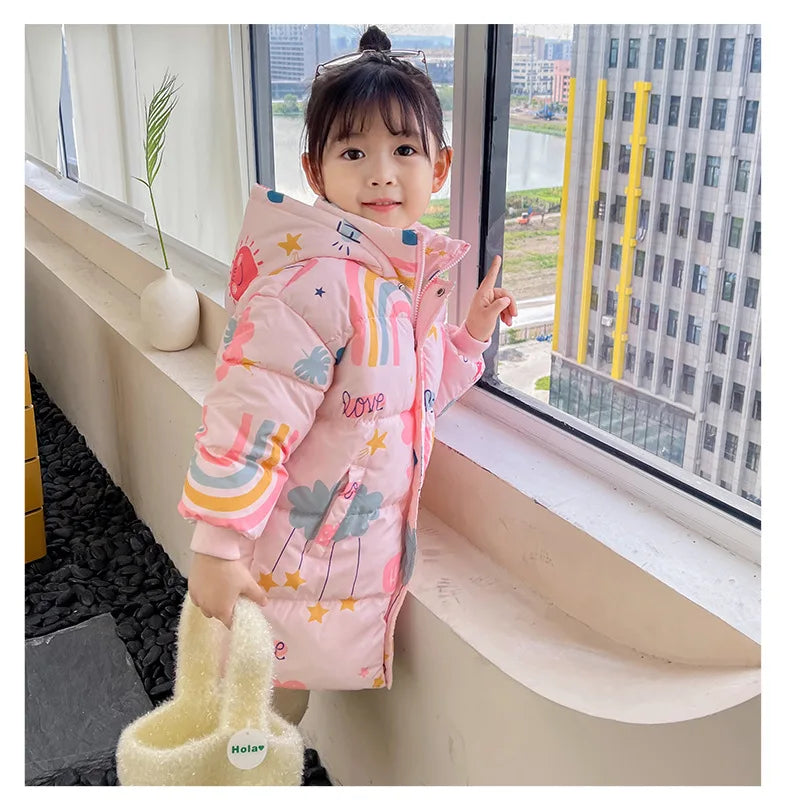 New Kids' Winter Hooded Jacket - Cotton Warm Outerwear (2-7 Years)