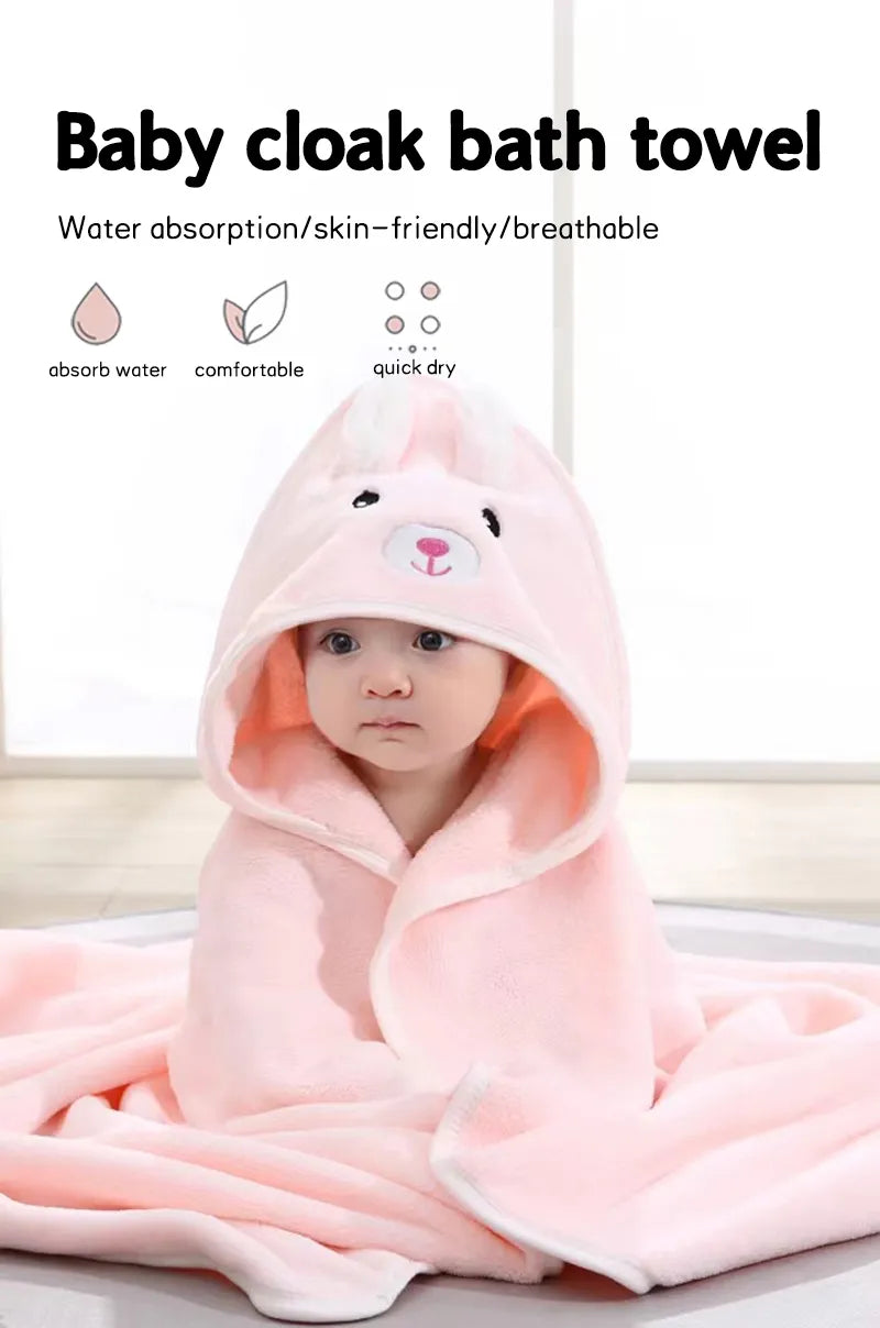 Super Soft Cartoon Hooded Baby Bath Towel - Cozy and Cute