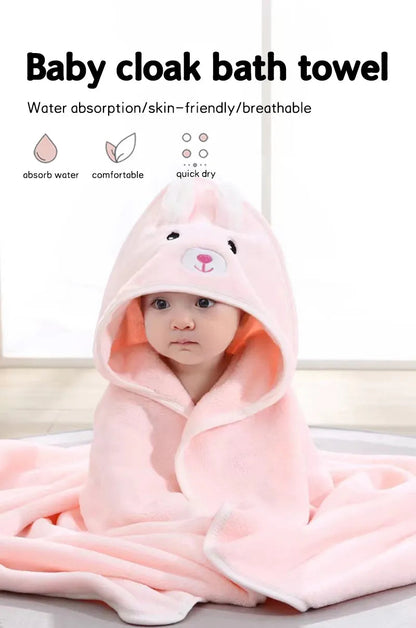 Super Soft Cartoon Hooded Baby Bath Towel - Cozy and Cute