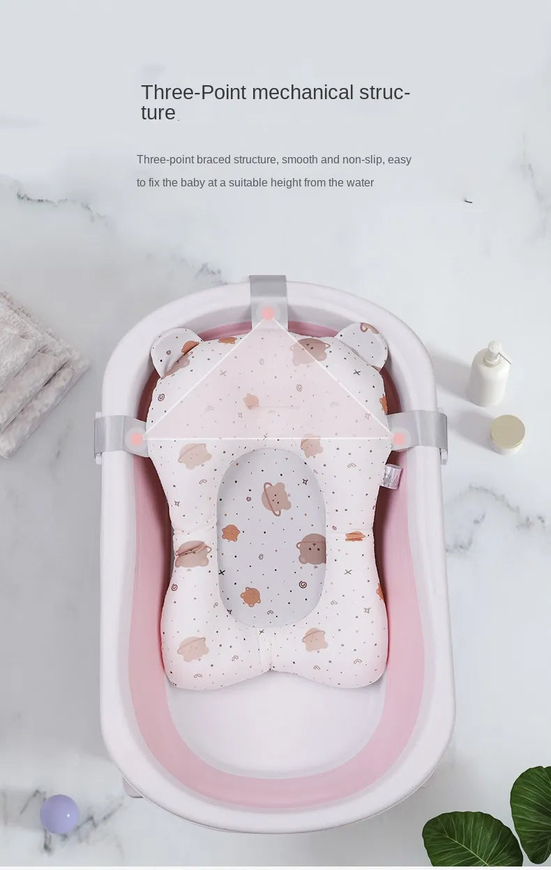 Cartoon Baby Bath Pad - Non-Slip, Foldable, Comfortable