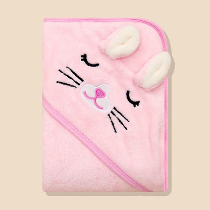 Super Soft Cartoon Hooded Baby Bath Towel - Cozy and Cute