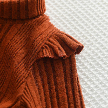 Chic High Neck Woolen Dress - Autumn/Winter Collection for Girls
