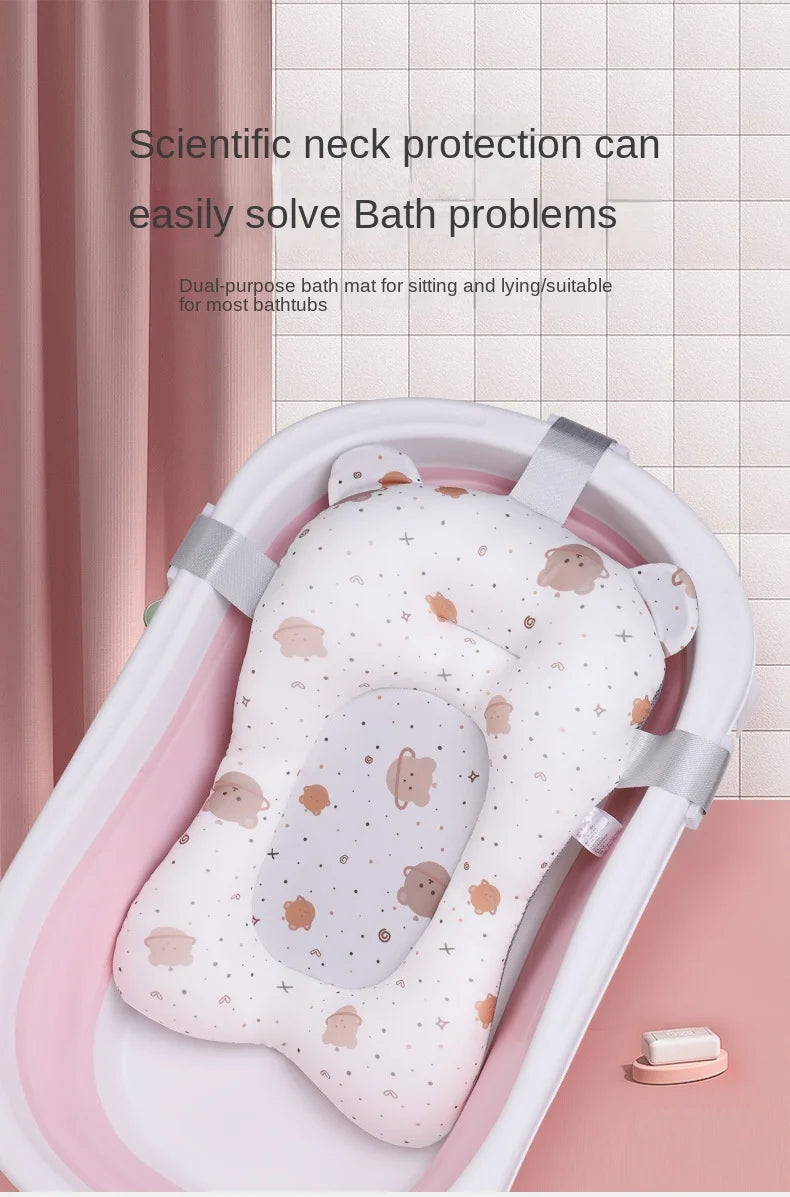Cartoon Baby Bath Pad - Non-Slip, Foldable, Comfortable
