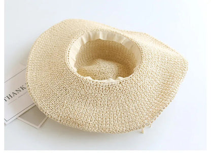 Child Summer Straw Hat: Foldable Beach Cap
