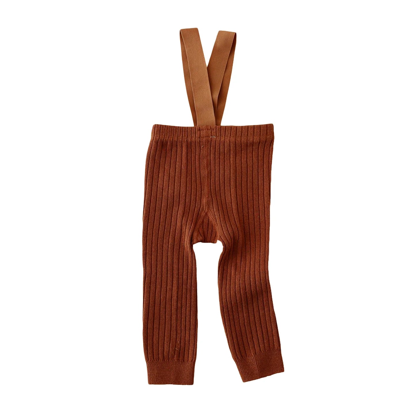 Infant Girl Ribbed Leggings with Suspender - Warm Knit Overalls