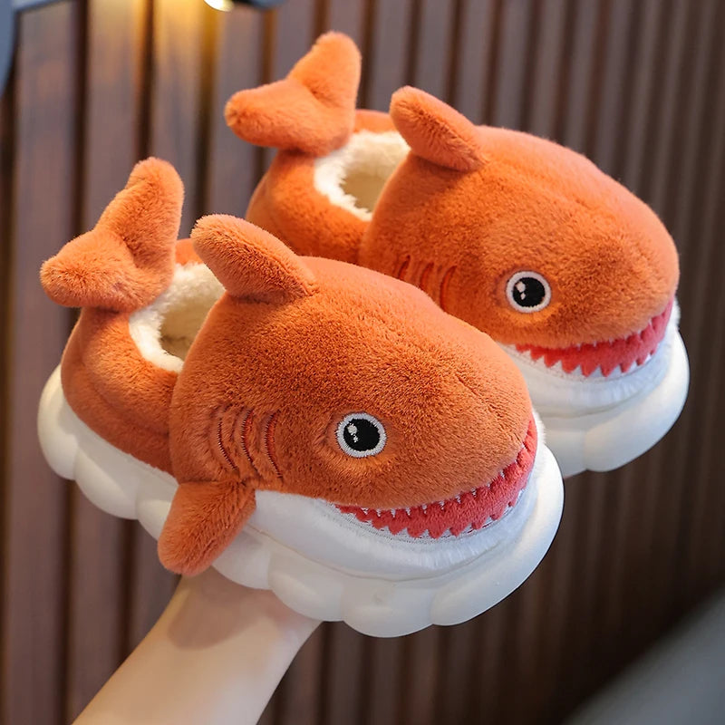 Cartoon Shark Cotton Slippers - Warm and Non-slip for Kids (Winter Edition)