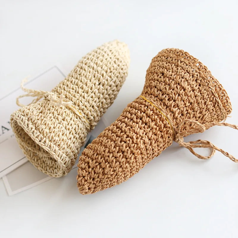 Child Summer Straw Hat: Foldable Beach Cap