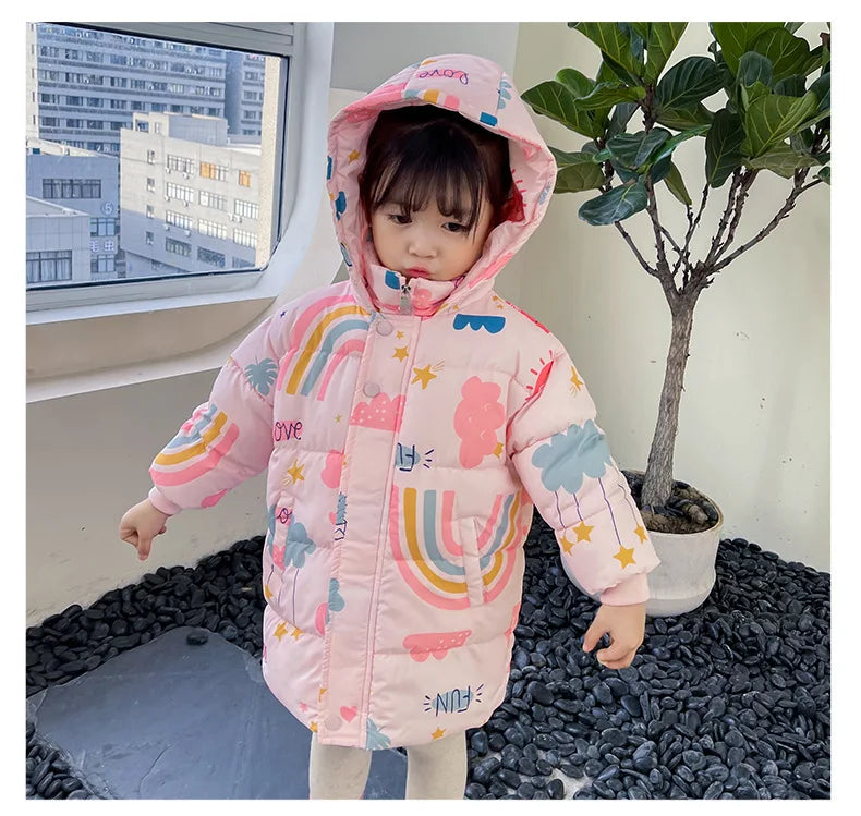 New Kids' Winter Hooded Jacket - Cotton Warm Outerwear (2-7 Years)