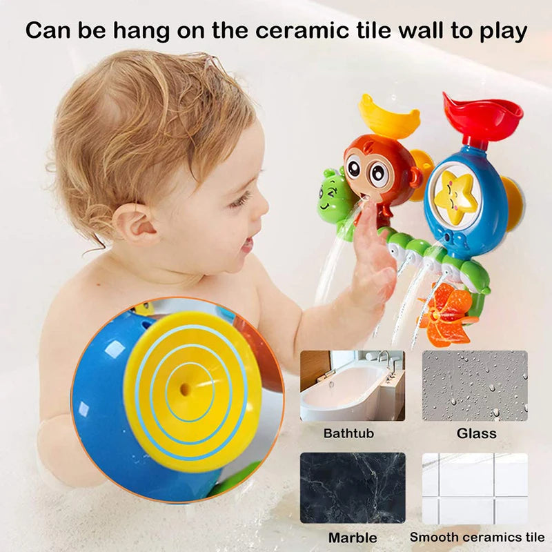 Bath Toy with Wall Suction Cup Track for Kids