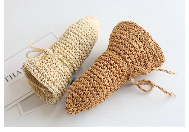 Child Summer Straw Hat: Foldable Beach Cap