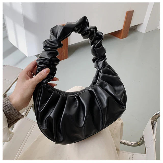 Trendy Leather Mini Cloud Shoulder Bag.