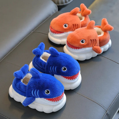 Cartoon Shark Cotton Slippers - Warm and Non-slip for Kids (Winter Edition)