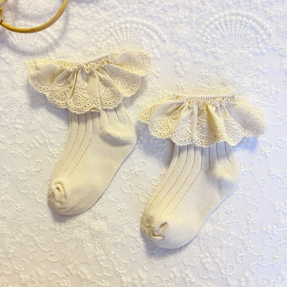 Lace Frilly Flower Cute Long Socks For Girls