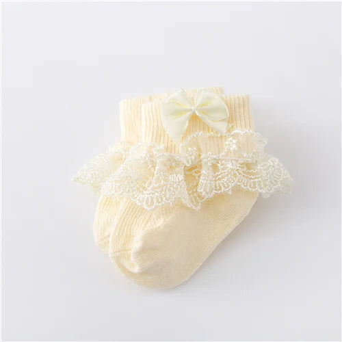 Newborn Baby Girls' Lace Socks with Princess Bow