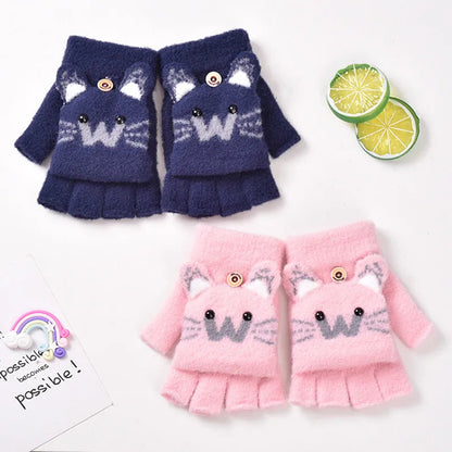 Cute Winter Gloves - Warm Faux Fur Knit for Kids