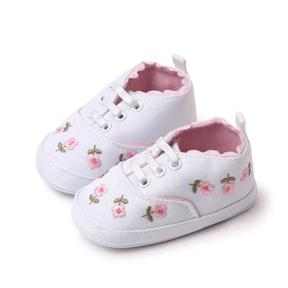 Floral Embroidered Baby Girl Soft Shoes
