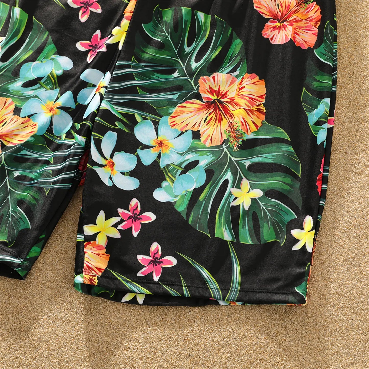 Coconut Tree Print Family Matching Swimwear: Shorts & One-Piece Suit