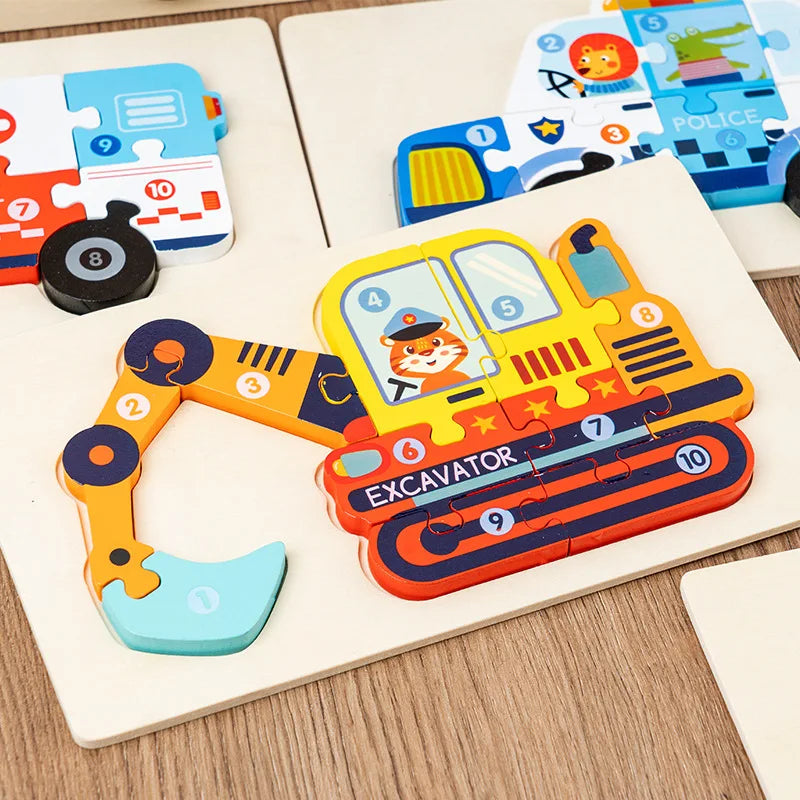 Educational Wooden 3D Car Puzzle