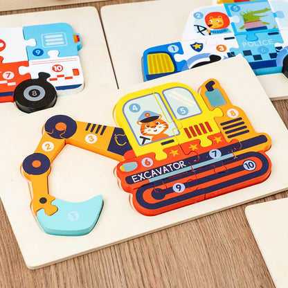 Educational Wooden 3D Car Puzzle