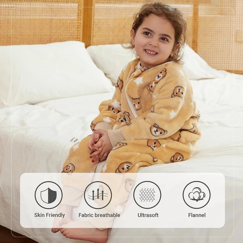 Cartoon Flannel Baby Sleeping Bag: Warm Winter Sleepsack (1-6T)