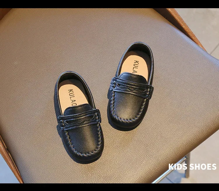 Boys' Leather School Loafers: Simple Slip-On Classic Formal Shoes