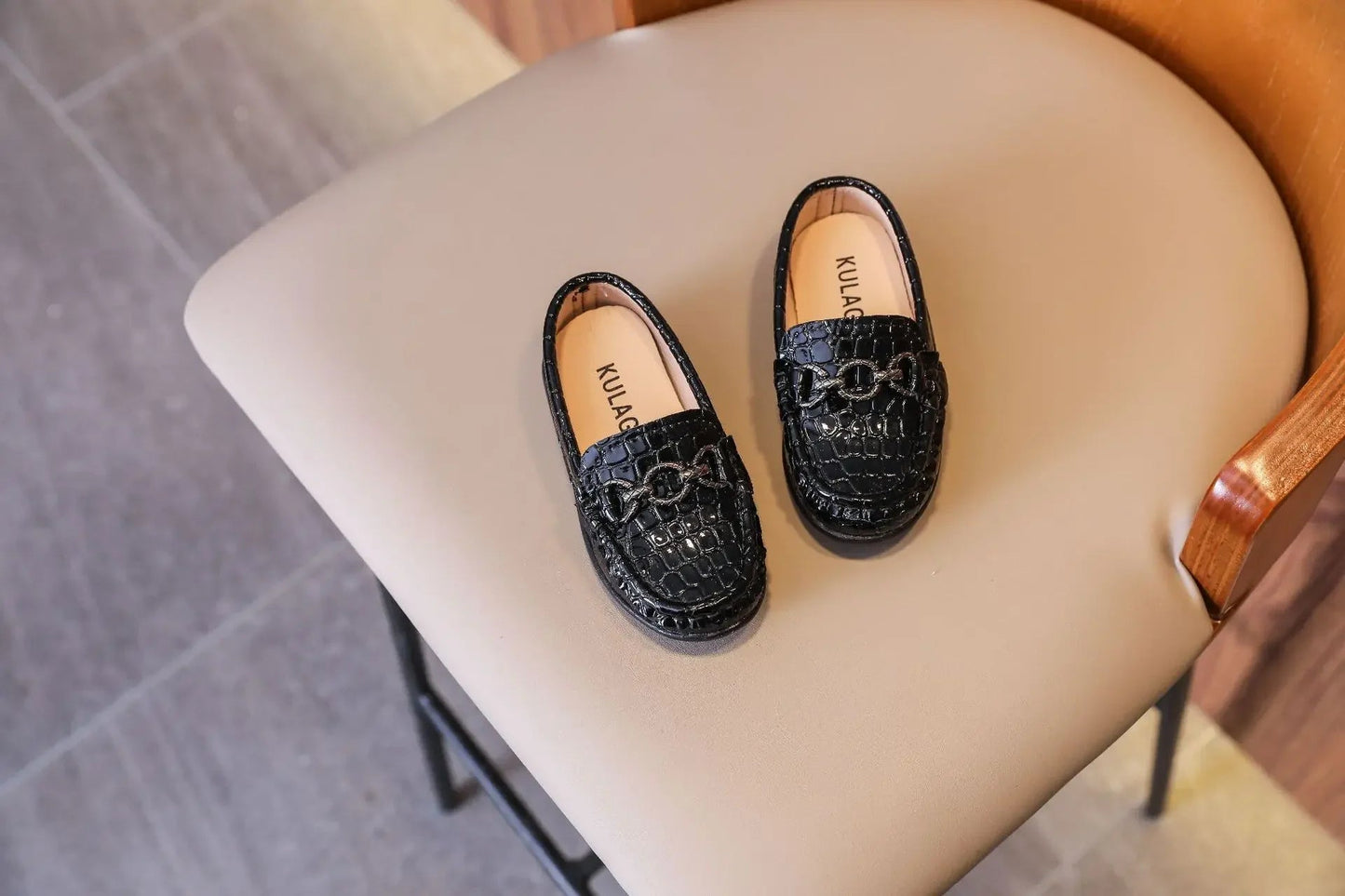 Baby Boys' Leather Loafers: Casual Flats with Metal Buckle