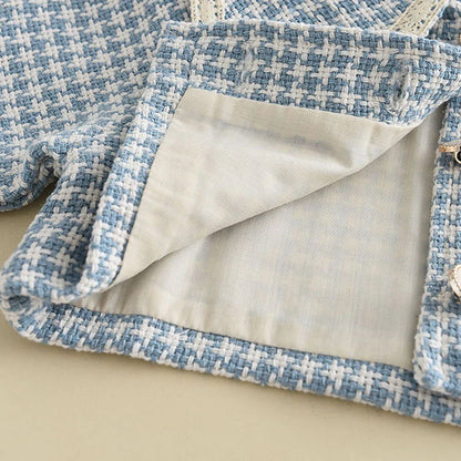 Girls' Checkered Tank Dress + Retro Coat Set (2-6Y)