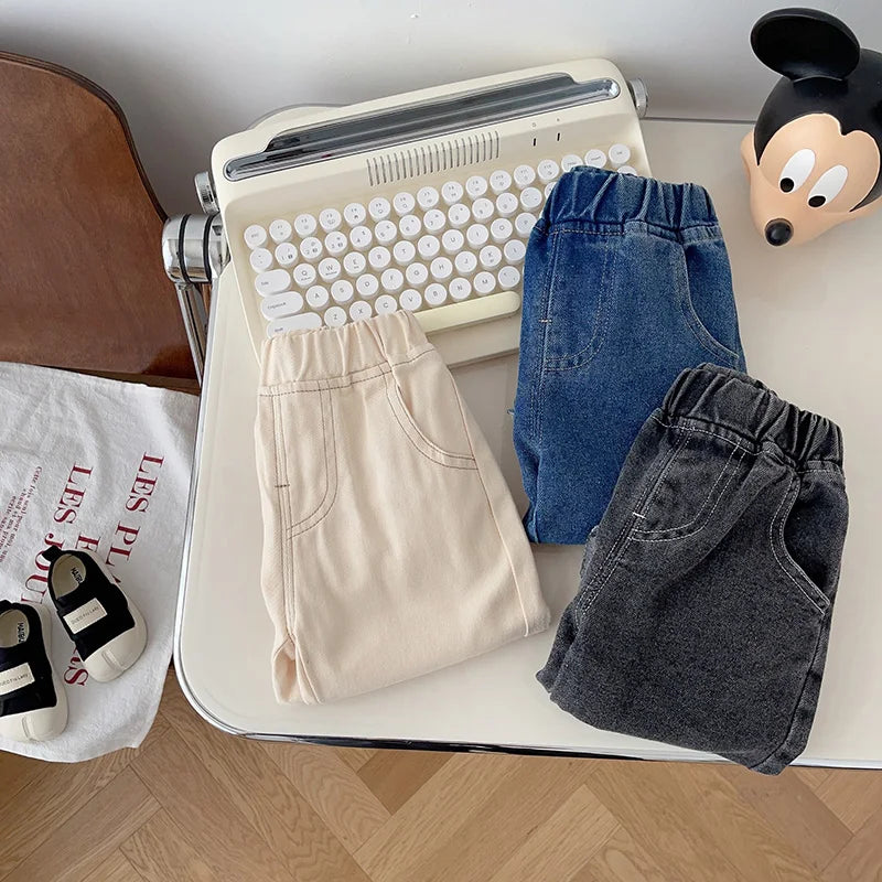 Baby Solid Jeans - Casual, Soft Denim Pants for Boys and Girls