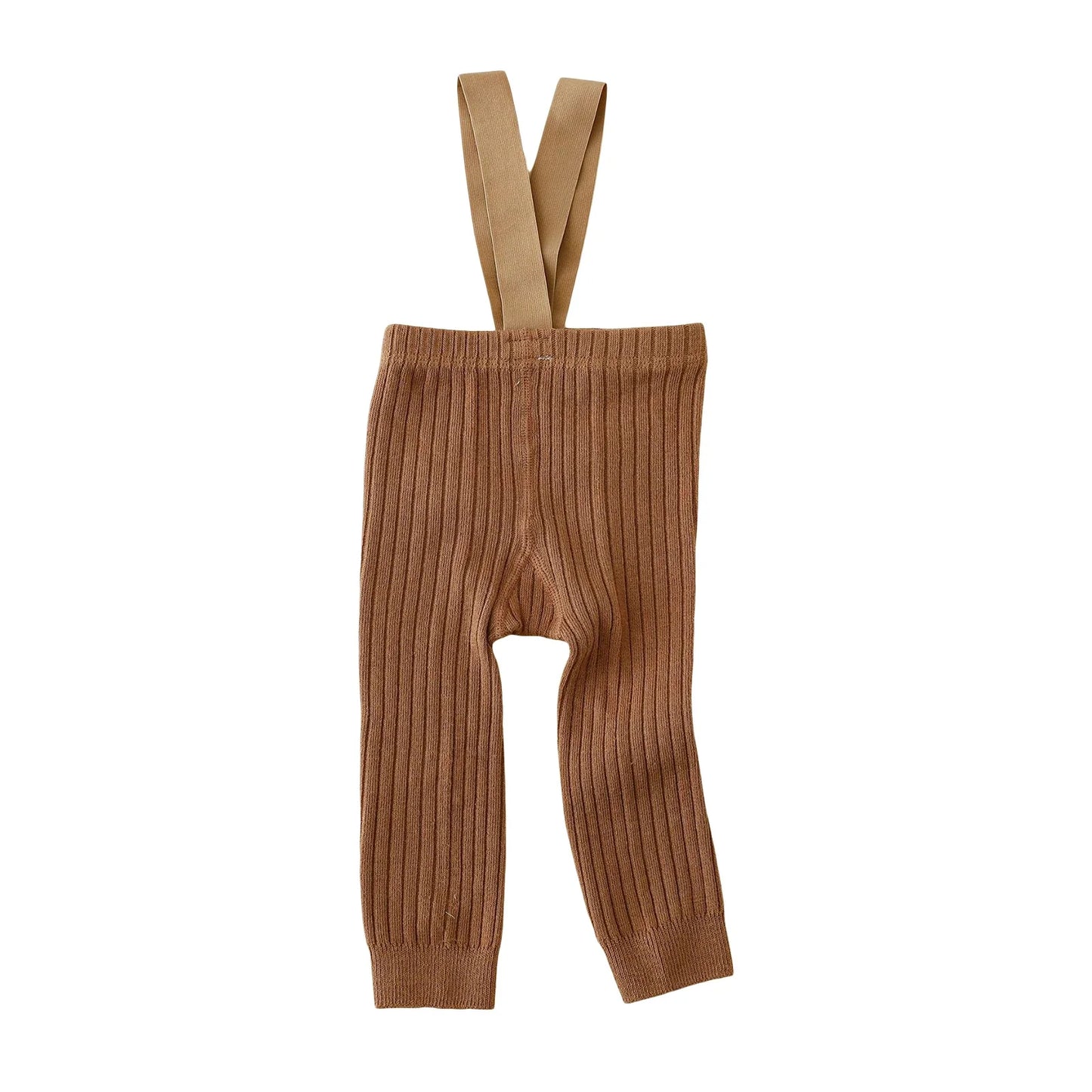 Infant Girl Ribbed Leggings with Suspender - Warm Knit Overalls