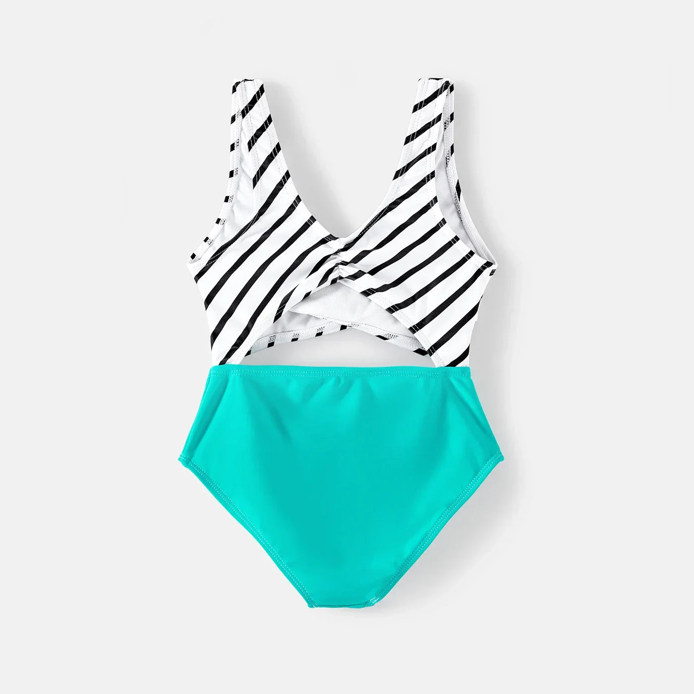 Family Matching Swimwear: Striped One-Piece & Colorblock Trunks, Summer Ready