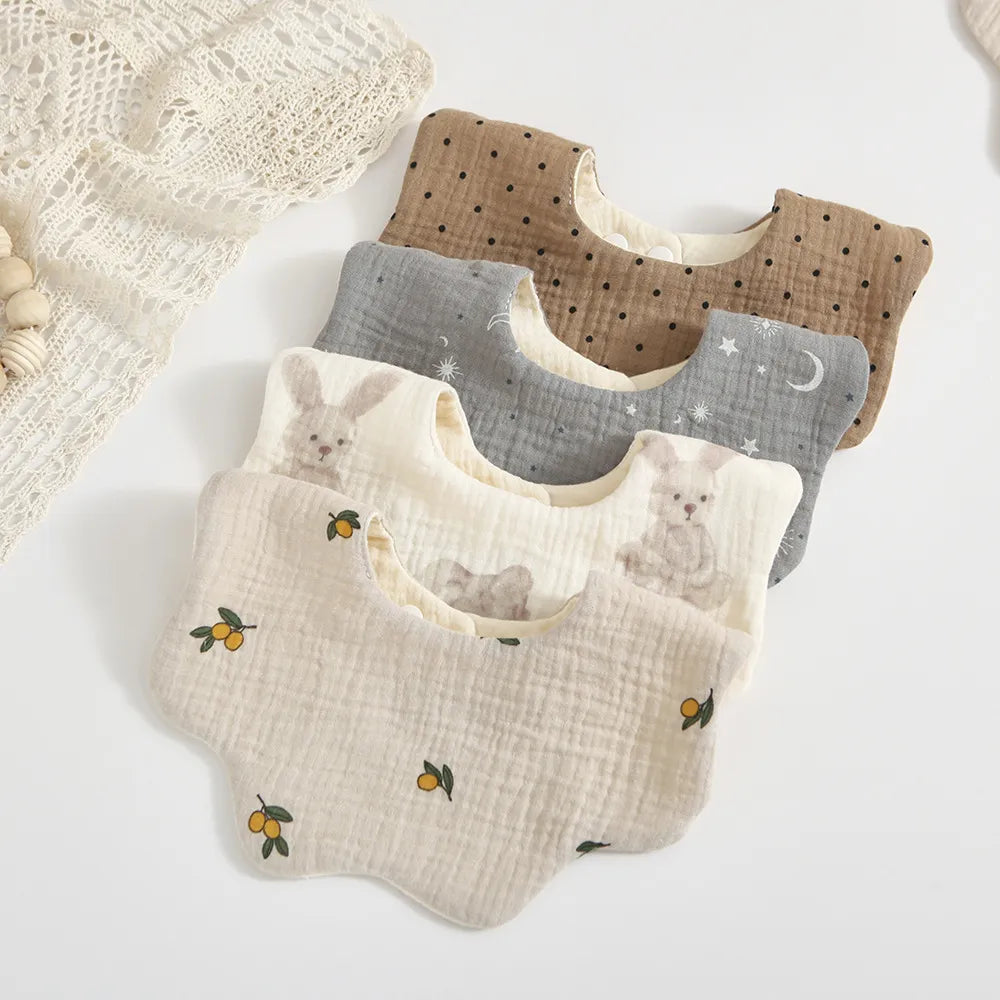 Soft Cotton Petal Print Baby Feeding Bibs