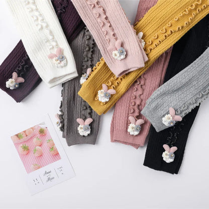 Cozy Ribbed Cotton Tights for Baby Girls - Stylish Warmth in Every Color
