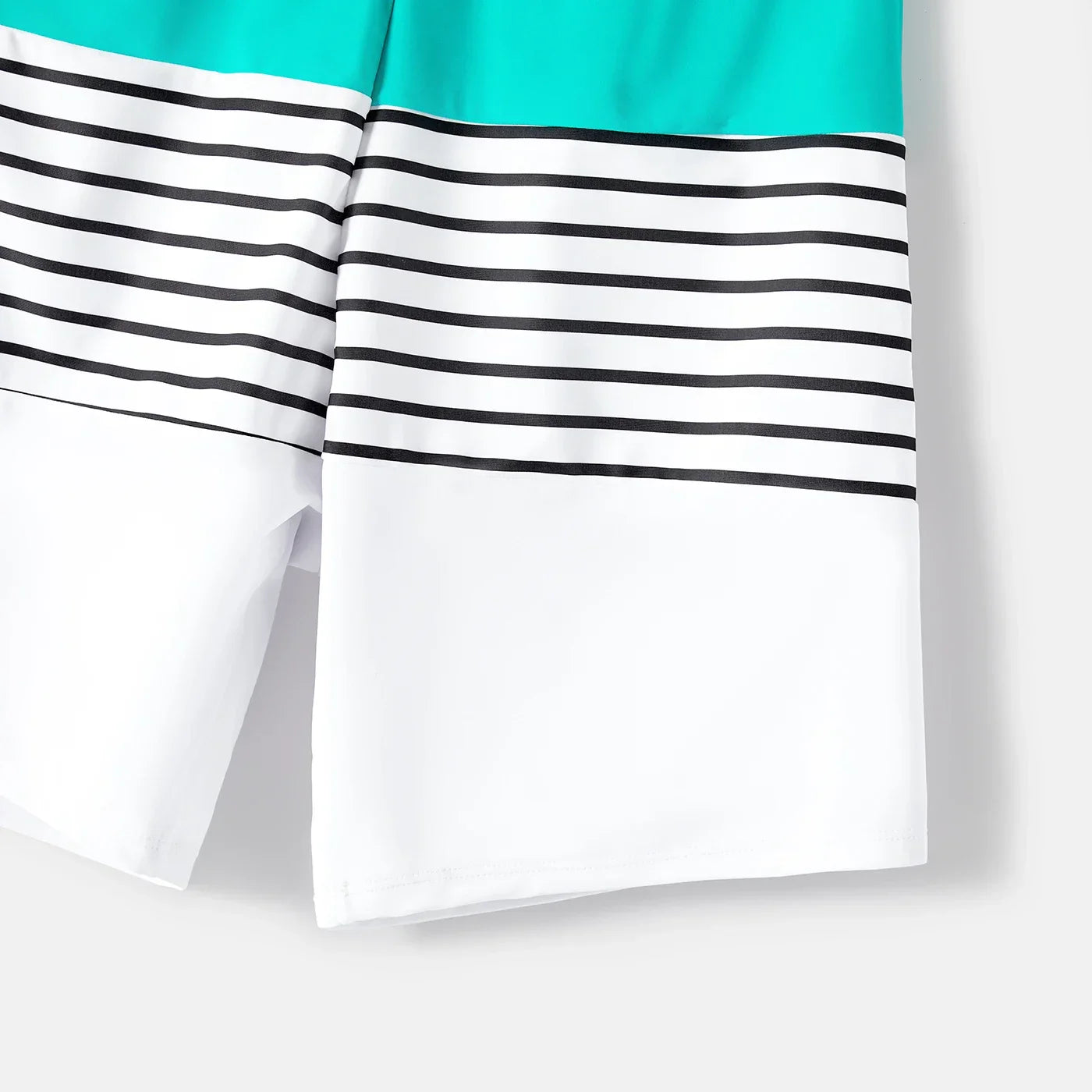 Family Matching Swimwear: Striped One-Piece & Colorblock Trunks, Summer Ready