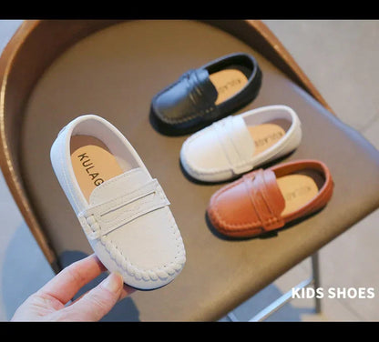 Boys' Leather School Loafers: Simple Slip-On Classic Formal Shoes